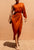 Copper Kiss Draped Midi Deess